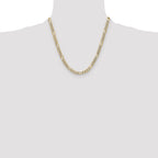 14k 6.5mm Semi-solid with Rhodium Pav‚ Figaro Chain