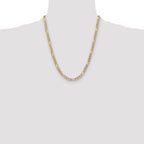 14k 6.5mm Semi-solid with Rhodium Pav‚ Figaro Chain