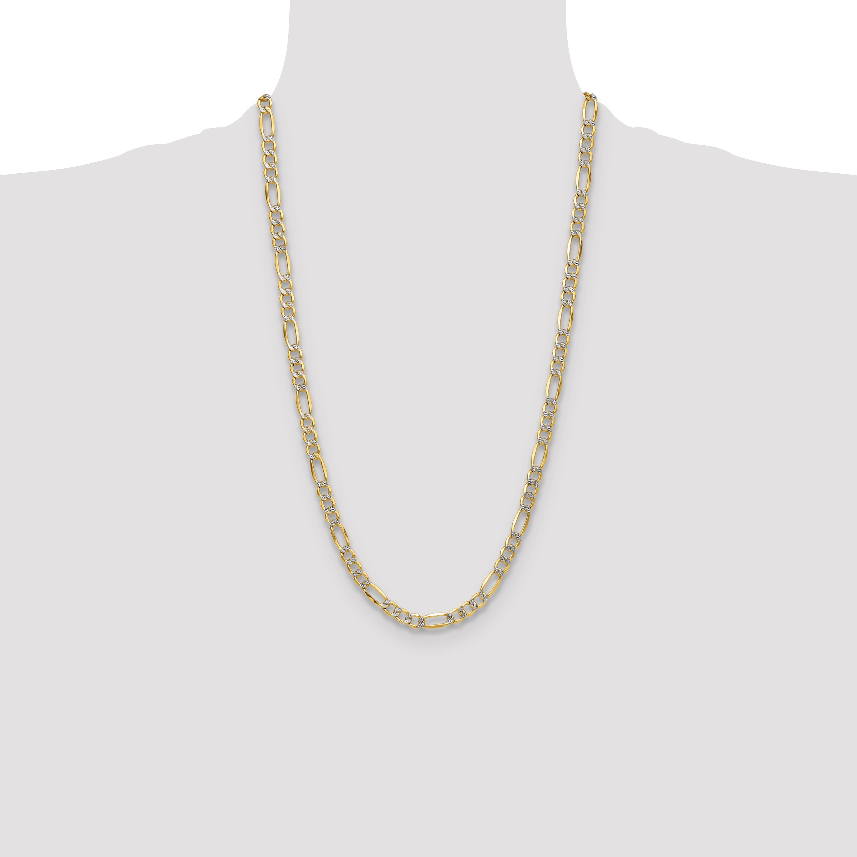14k 6.5mm Semi-solid with Rhodium Pav‚ Figaro Chain