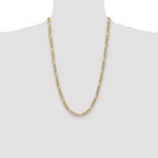 14k 6.5mm Semi-solid with Rhodium Pav‚ Figaro Chain