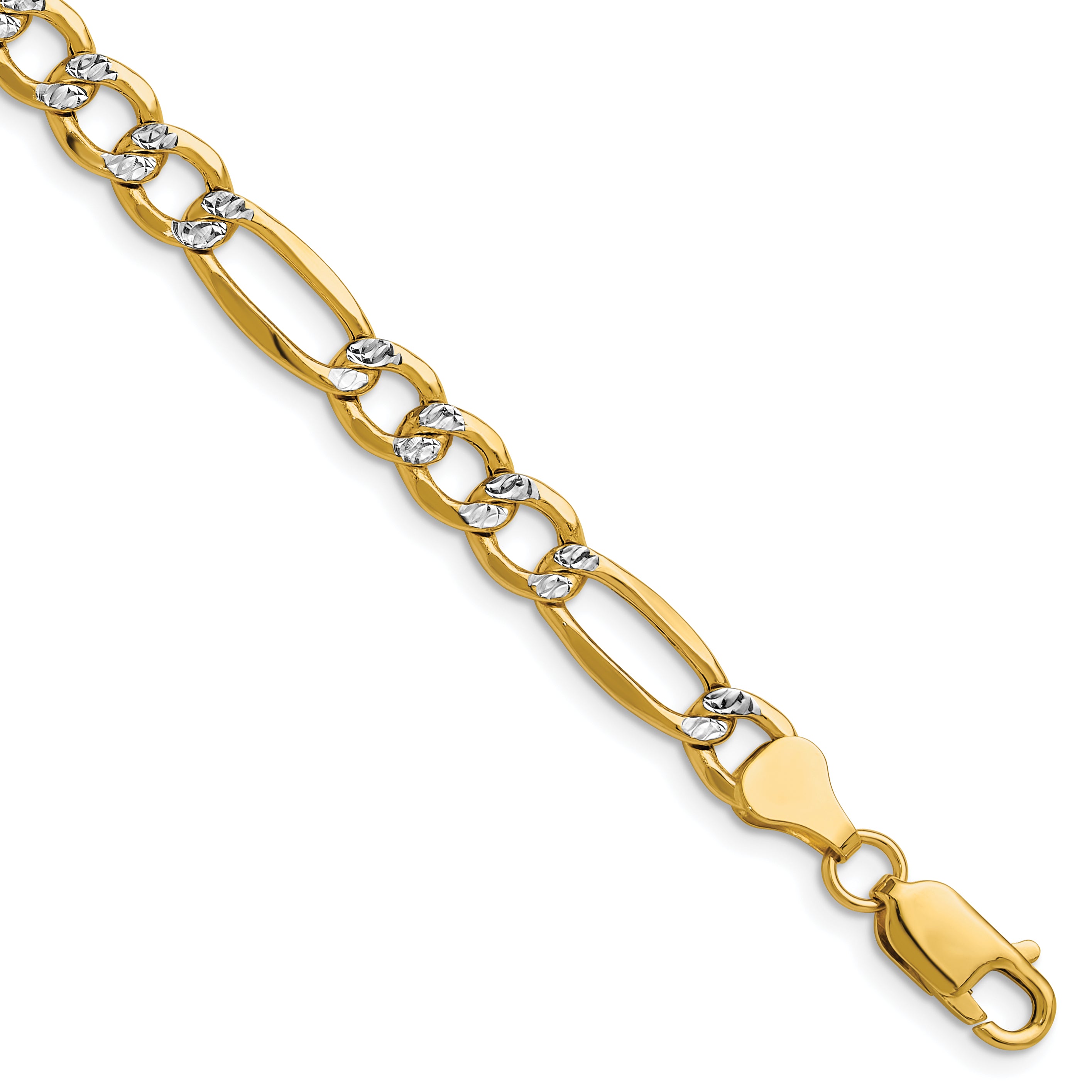 14k 6.5mm Semi-solid with Rhodium Pav‚ Figaro Chain Main image