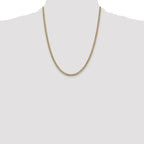 14K 22 inch 3.4mm Semi-Solid with Rhodium Pav� Curb with Lobster Clasp Chain