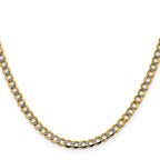 14K 26 inch 4.3mm Semi-Solid with Rhodium Pav‚ Curb with Lobster Clasp Chain
