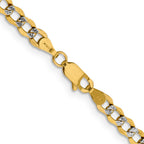 14K 26 inch 4.3mm Semi-Solid with Rhodium Pav‚ Curb with Lobster Clasp Chain
