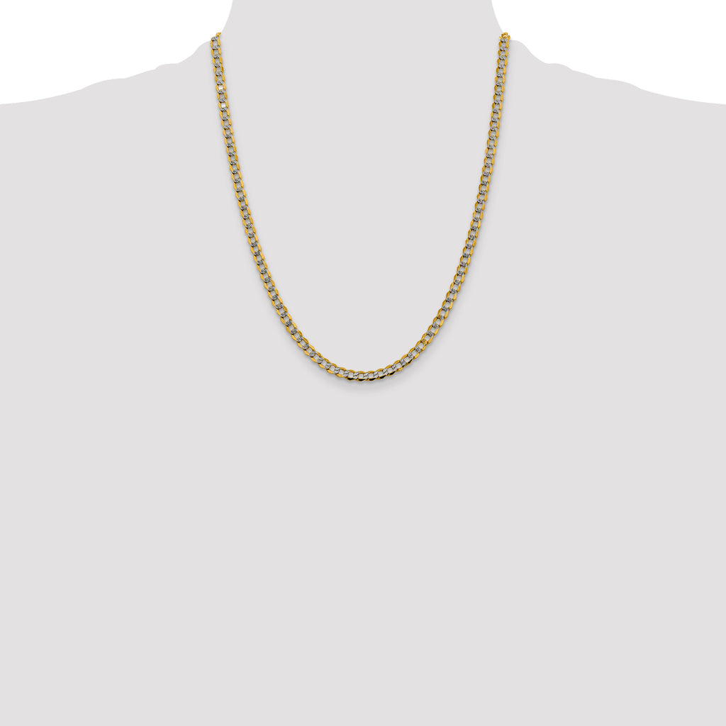 14K 22 inch 4.3mm Semi-Solid with Rhodium Pav‚ Curb with Lobster Clasp Chain