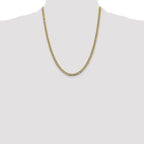 14K 22 inch 4.3mm Semi-Solid with Rhodium Pav‚ Curb with Lobster Clasp Chain