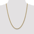 14K 24 inch 4.3mm Semi-Solid with Rhodium Pav‚ Curb with Lobster Clasp Chain