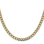 14K 26 inch 5.2mm Semi-Solid with Rhodium Pav‚ Curb with Lobster Clasp Chain