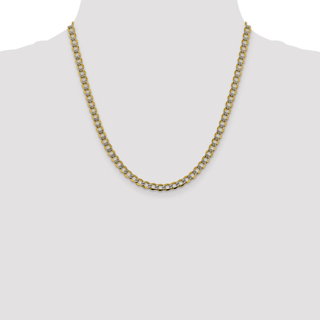 14K 20 inch 5.2mm Semi-Solid with Rhodium Pav‚ Curb with Lobster Clasp Chain