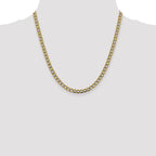 14K 20 inch 5.2mm Semi-Solid with Rhodium Pav‚ Curb with Lobster Clasp Chain