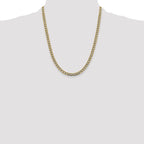 14K 22 inch 5.2mm Semi-Solid with Rhodium Pav‚ Curb with Lobster Clasp Chain