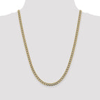 14K 24 inch 5.2mm Semi-Solid with Rhodium Pav‚ Curb with Lobster Clasp Chain