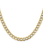 14K 6.75mm Semi-Solid with Rhodium Pave Curb with Lobster Clasp Chain