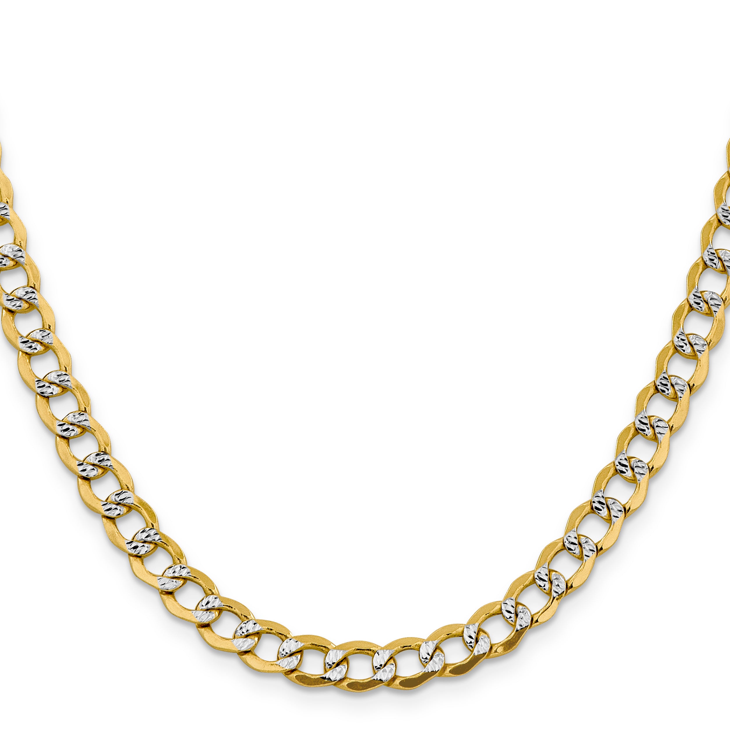 14K 6.75mm Semi-Solid with Rhodium Pave Curb with Lobster Clasp Chain