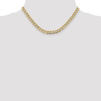 14K 6.75mm Semi-Solid with Rhodium Pave Curb with Lobster Clasp Chain