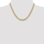 14K 6.75mm Semi-Solid with Rhodium Pave Curb with Lobster Clasp Chain