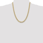 14K 6.75mm Semi-Solid with Rhodium Pave Curb with Lobster Clasp Chain