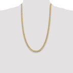 14K 6.75mm Semi-Solid with Rhodium Pave Curb with Lobster Clasp Chain