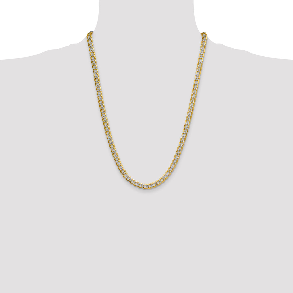 14k 7.1mm Semi-solid with Rhodium Pave Curb Chain