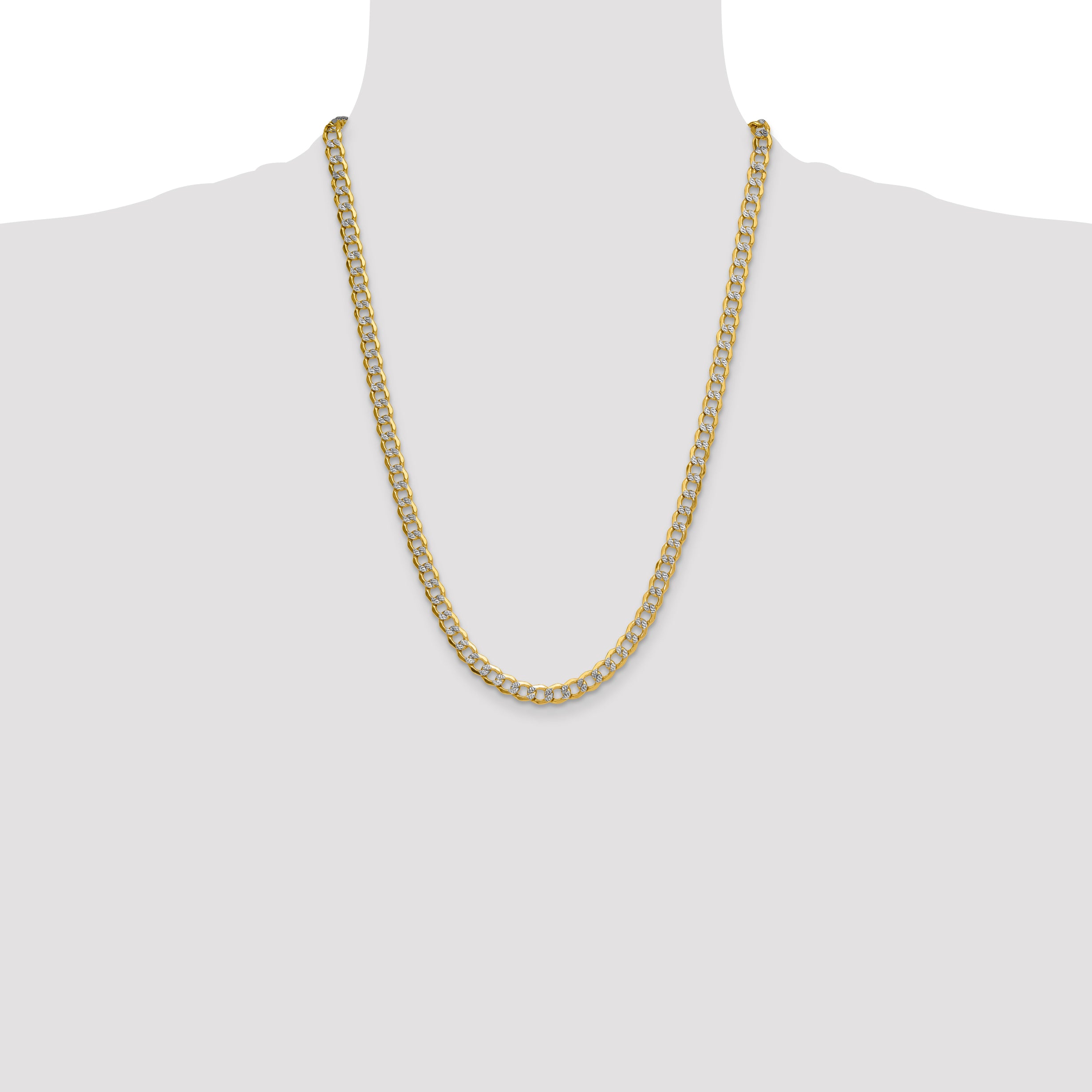 14k 7.1mm Semi-solid with Rhodium Pave Curb Chain