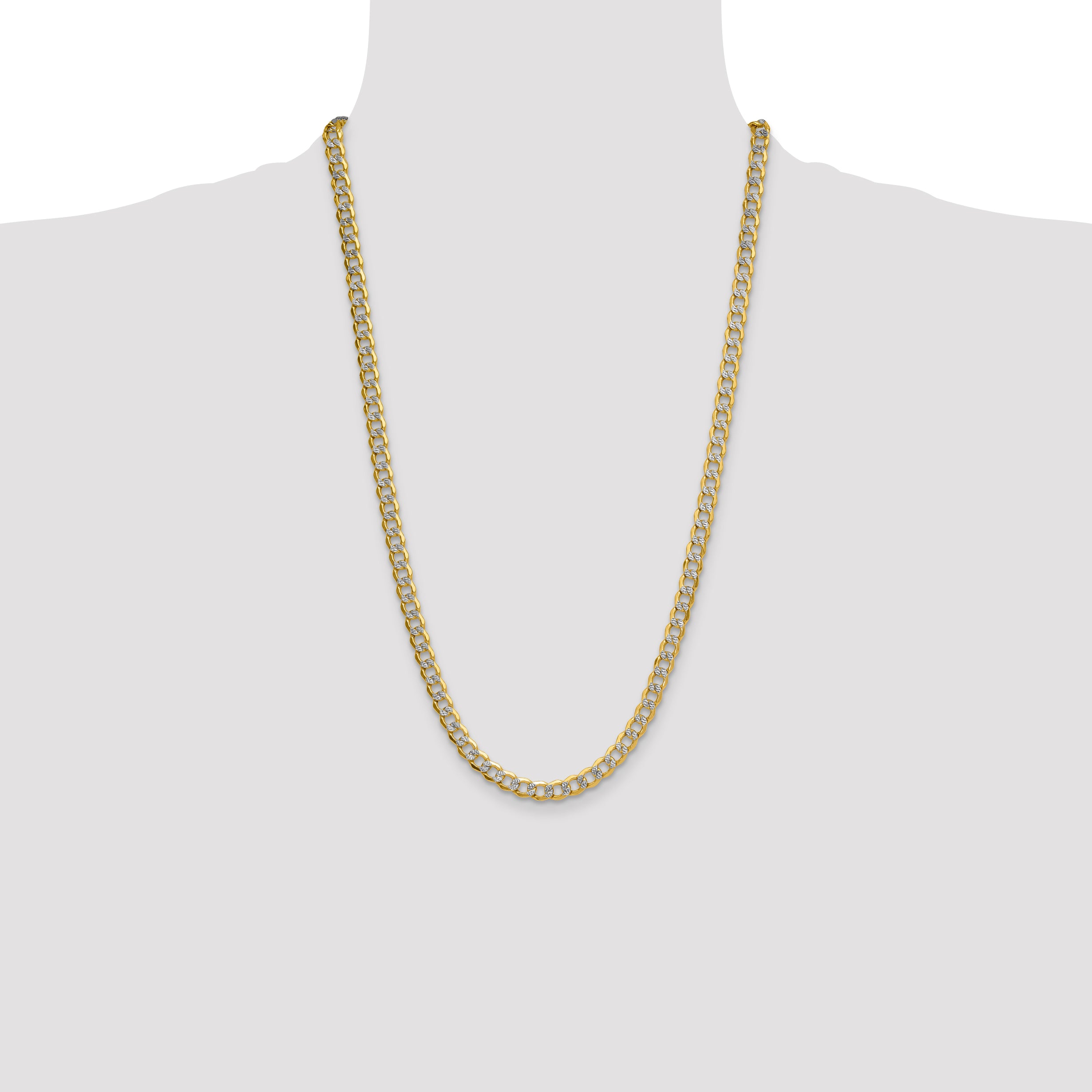14k 7.1mm Semi-solid with Rhodium Pave Curb Chain