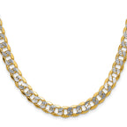 14k 7.75mm Semi-solid with Rhodium Pave Curb Chain
