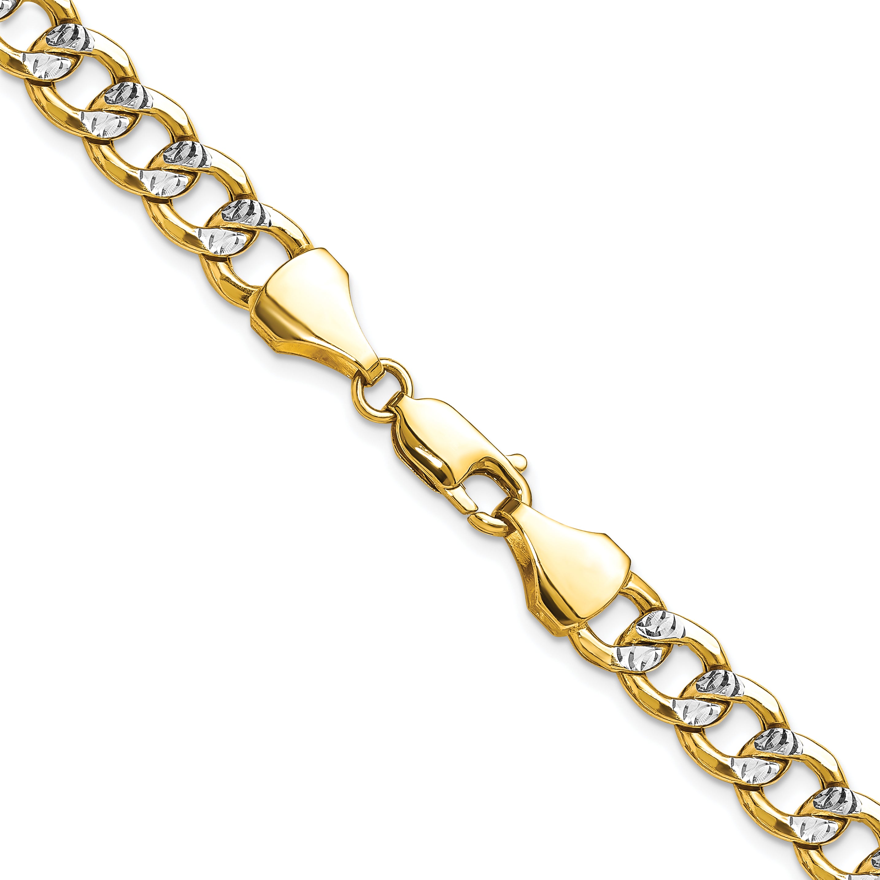 14k 7.75mm Semi-solid with Rhodium Pave Curb Chain