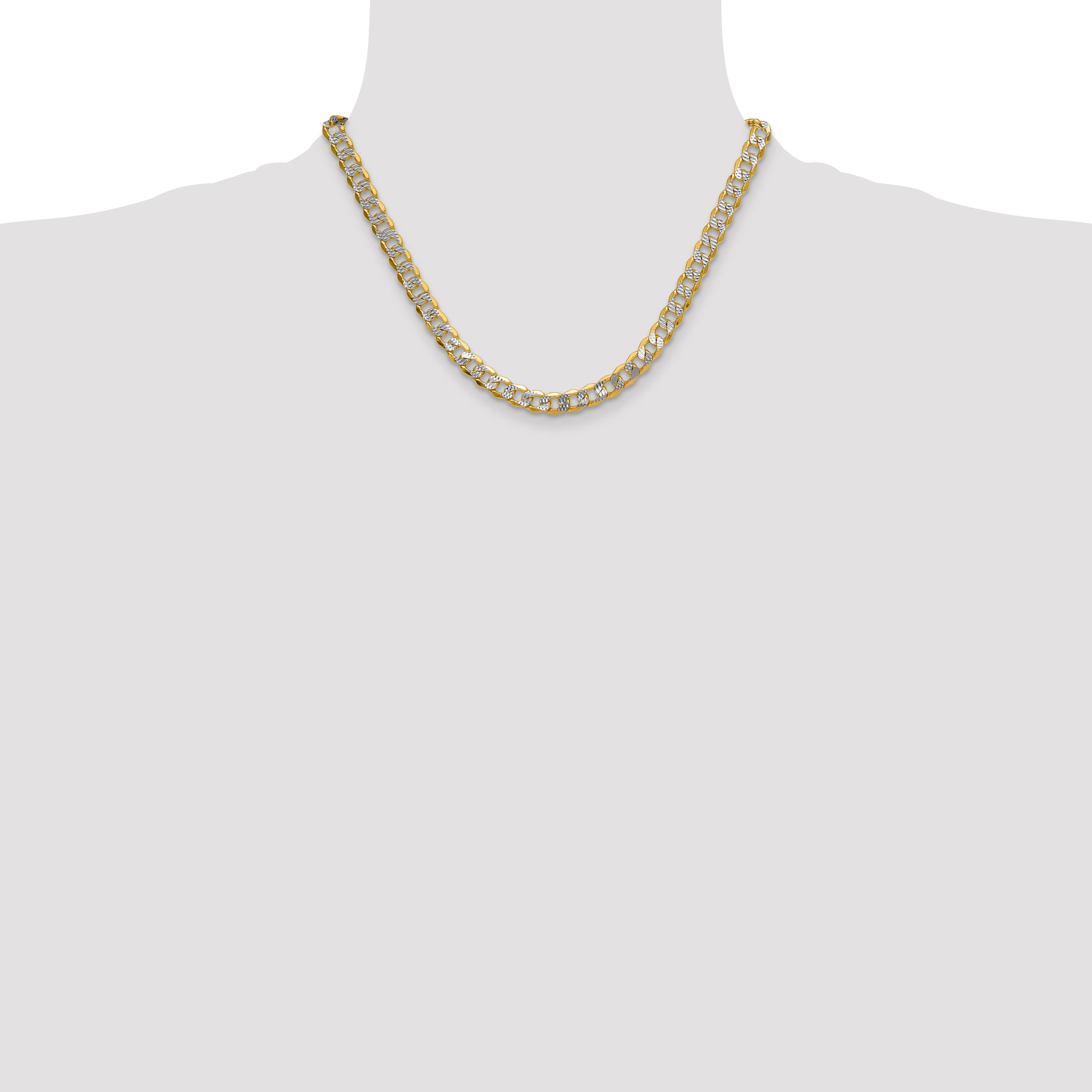 14K Yellow Gold Curb Chain Necklace 7.75mm