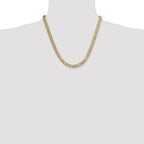 14k 7.75mm Semi-solid with Rhodium Pave Curb Chain