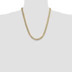 14k 7.75mm Semi-solid with Rhodium Pave Curb Chain