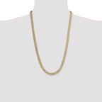 14k 7.75mm Semi-solid with Rhodium Pave Curb Chain