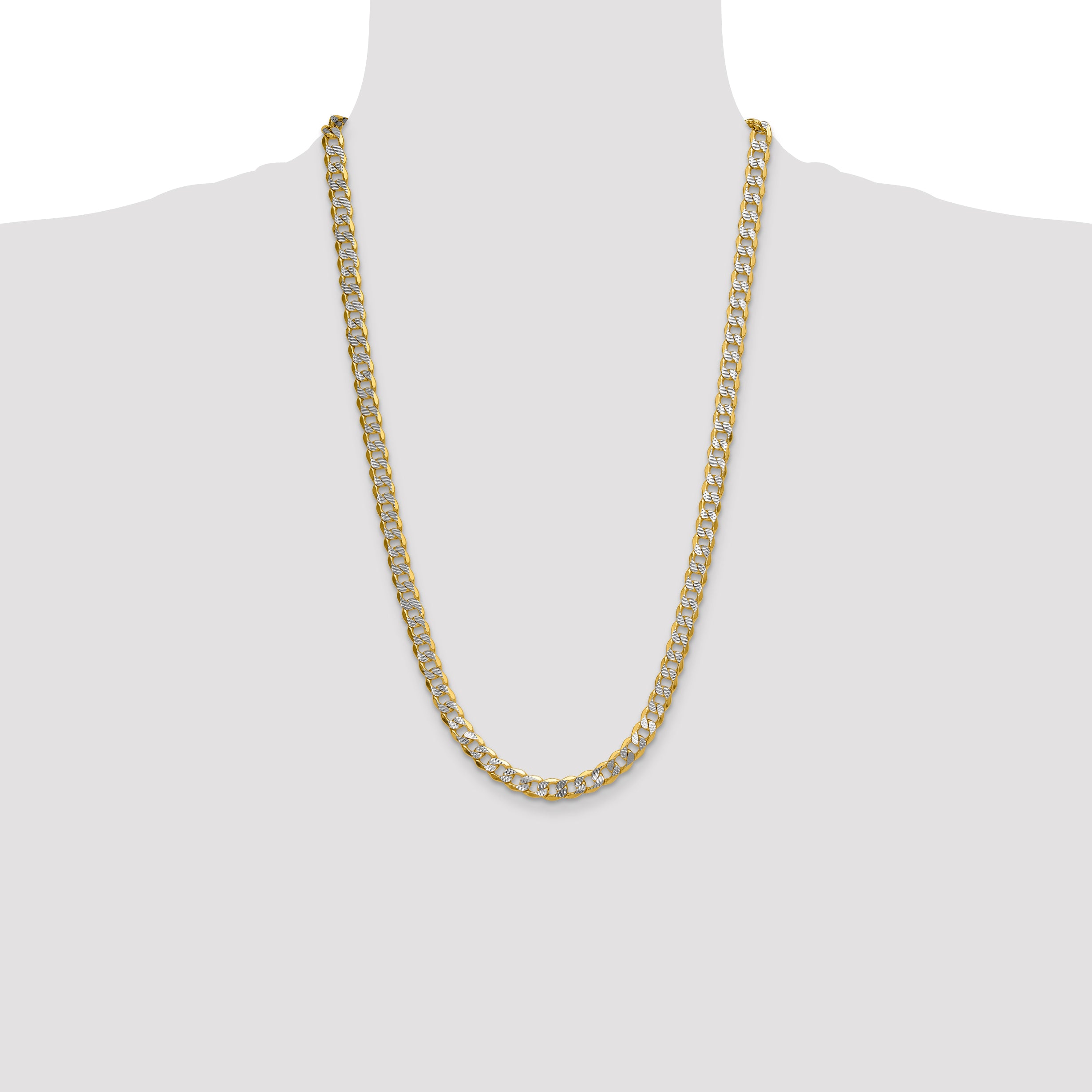 14k 7.75mm Semi-solid with Rhodium Pave Curb Chain