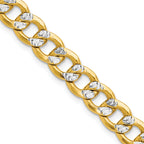 14k 7.75mm Semi-solid with Rhodium Pave Curb Chain