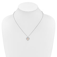 SS/10kr Cross In Heart Diamond Pendant Necklace