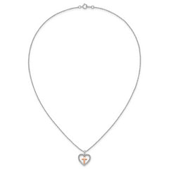 SS/10kr Cross In Heart Diamond Pendant Necklace