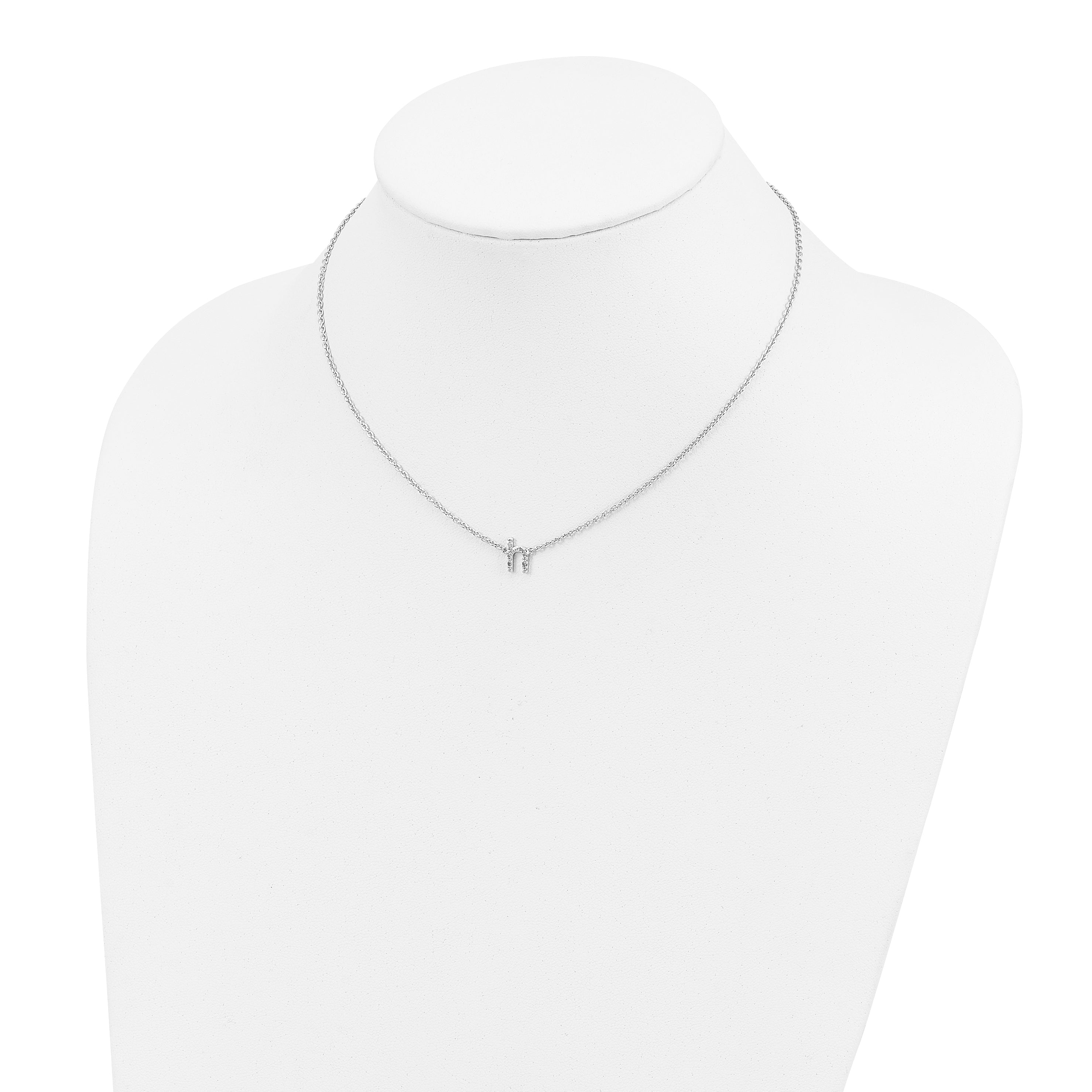Sterling Silver 925 Diamond Initial H Necklace with Polished Finish, 18-Inch Cable Chain