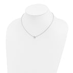 Sterling Silver Polished Diamond Initial h with 16 + 2 in ext Necklace