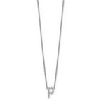 Sterling Silver Polished Diamond Initial p with 16 + 2 in ext Necklace