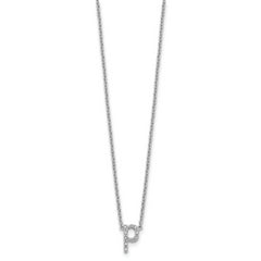 Sterling Silver Polished Diamond Initial p with 16 + 2 in ext Necklace