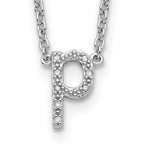 Sterling Silver Polished Diamond Initial p with 16 + 2 in ext Necklace