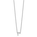 Stelring Silver Polished Diamond Initial r with 16 + 2 in ext Necklace