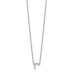 Stelring Silver Polished Diamond Initial r with 16 + 2 in ext Necklace