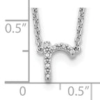 Stelring Silver Polished Diamond Initial r with 16 + 2 in ext Necklace