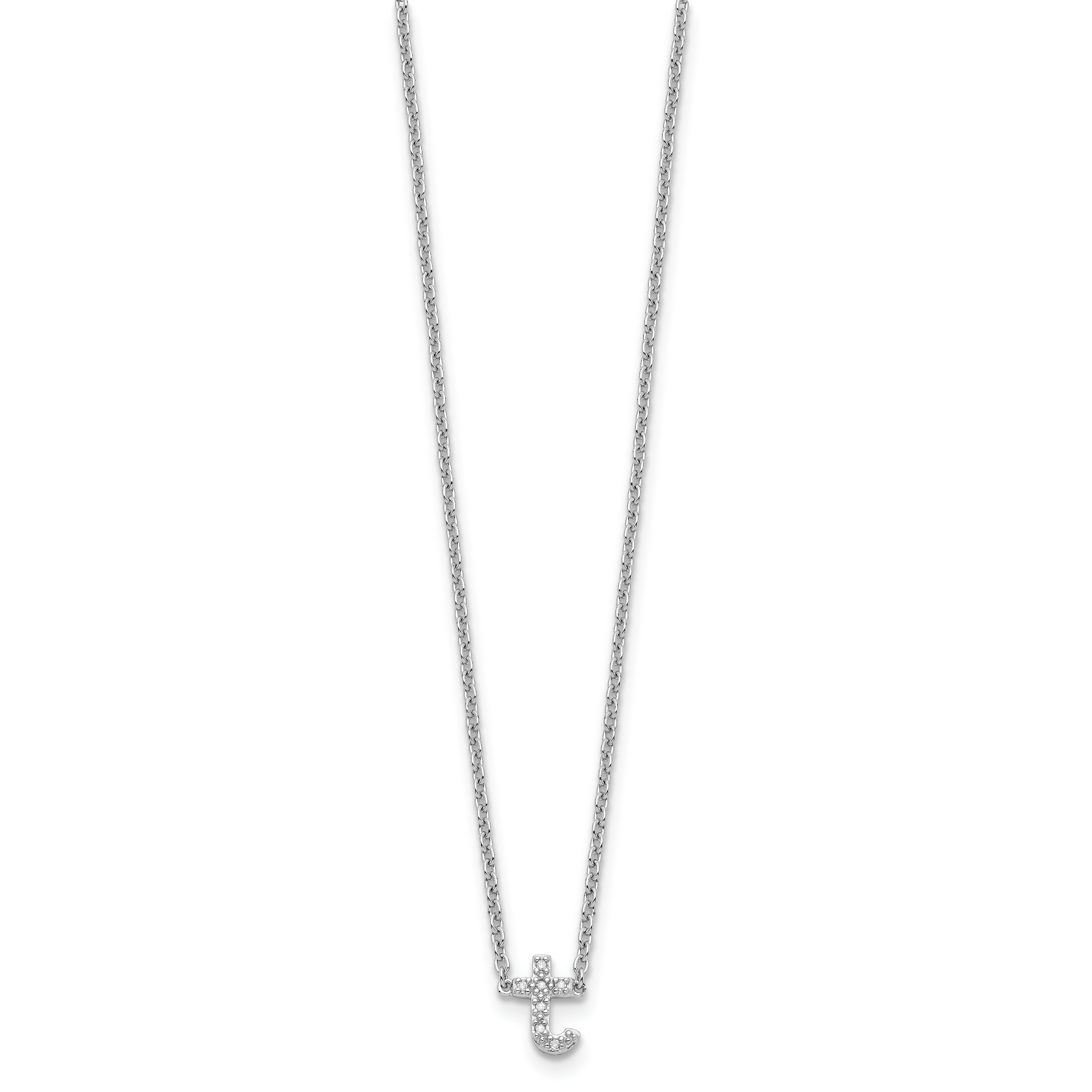 Diamond Initial T Necklace in Sterling Silver Secondary image