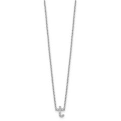 Sterling Silver Polished Diamond Initial t with 16 + 2 in ext Necklace