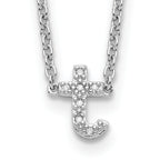 Sterling Silver Polished Diamond Initial t with 16 + 2 in ext Necklace