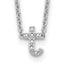 Sterling Silver Polished Diamond Initial t with 16 + 2 in ext Necklace