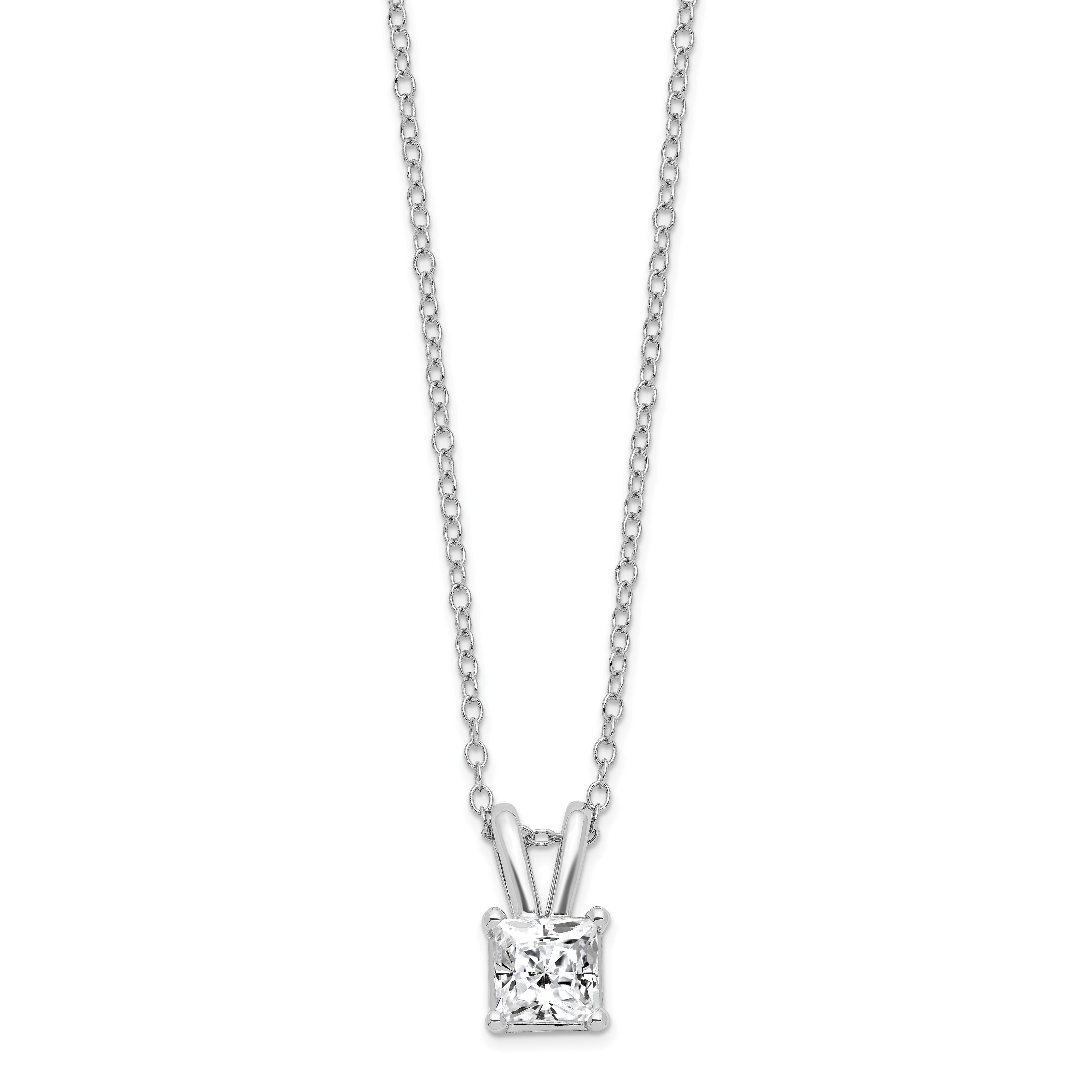 Sterling Silver Rhodium-plated Diamonore Princess 16in w/2in ext Necklace