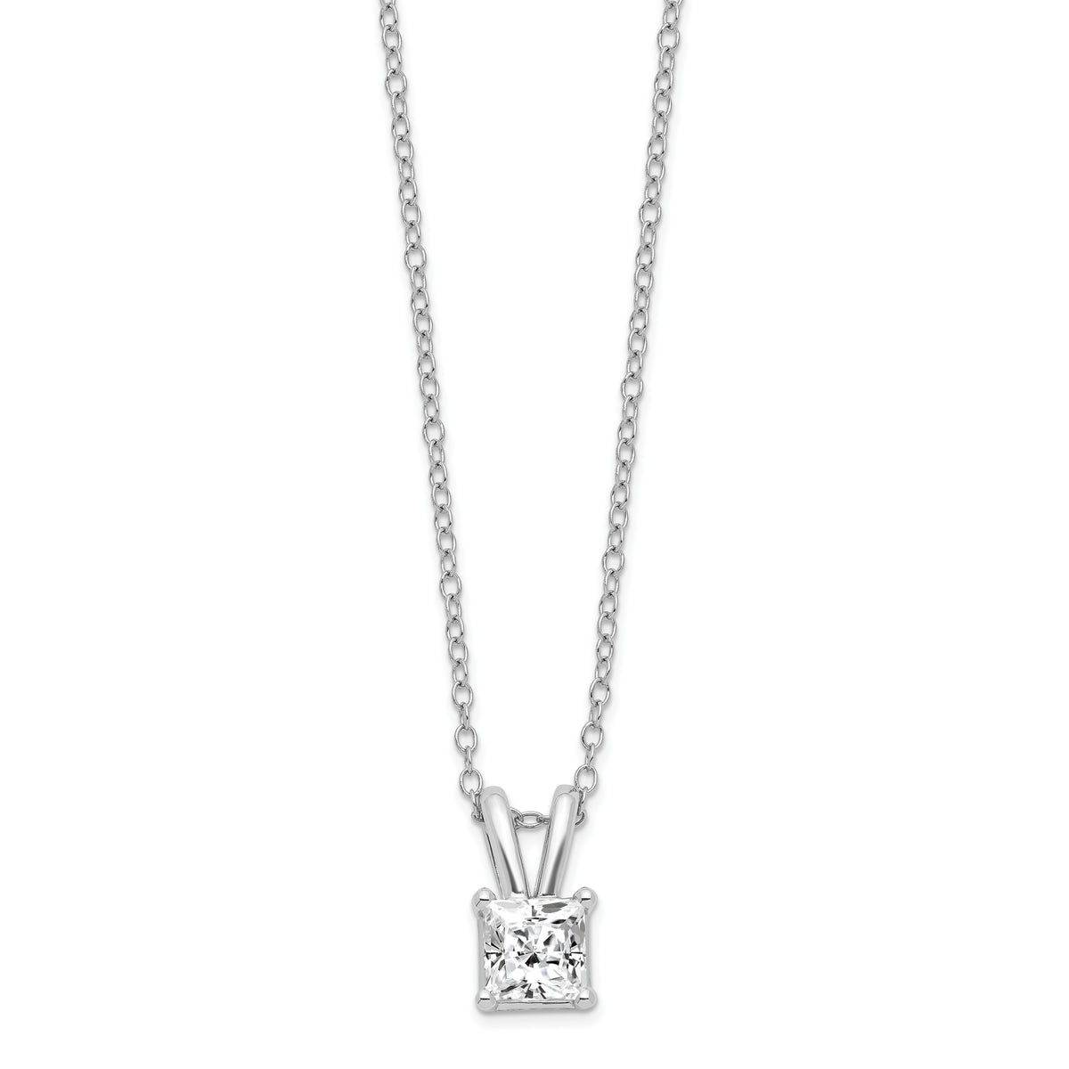 Sterling Silver Rhodium-plated Diamonore Princess 16in w/2in ext Necklace