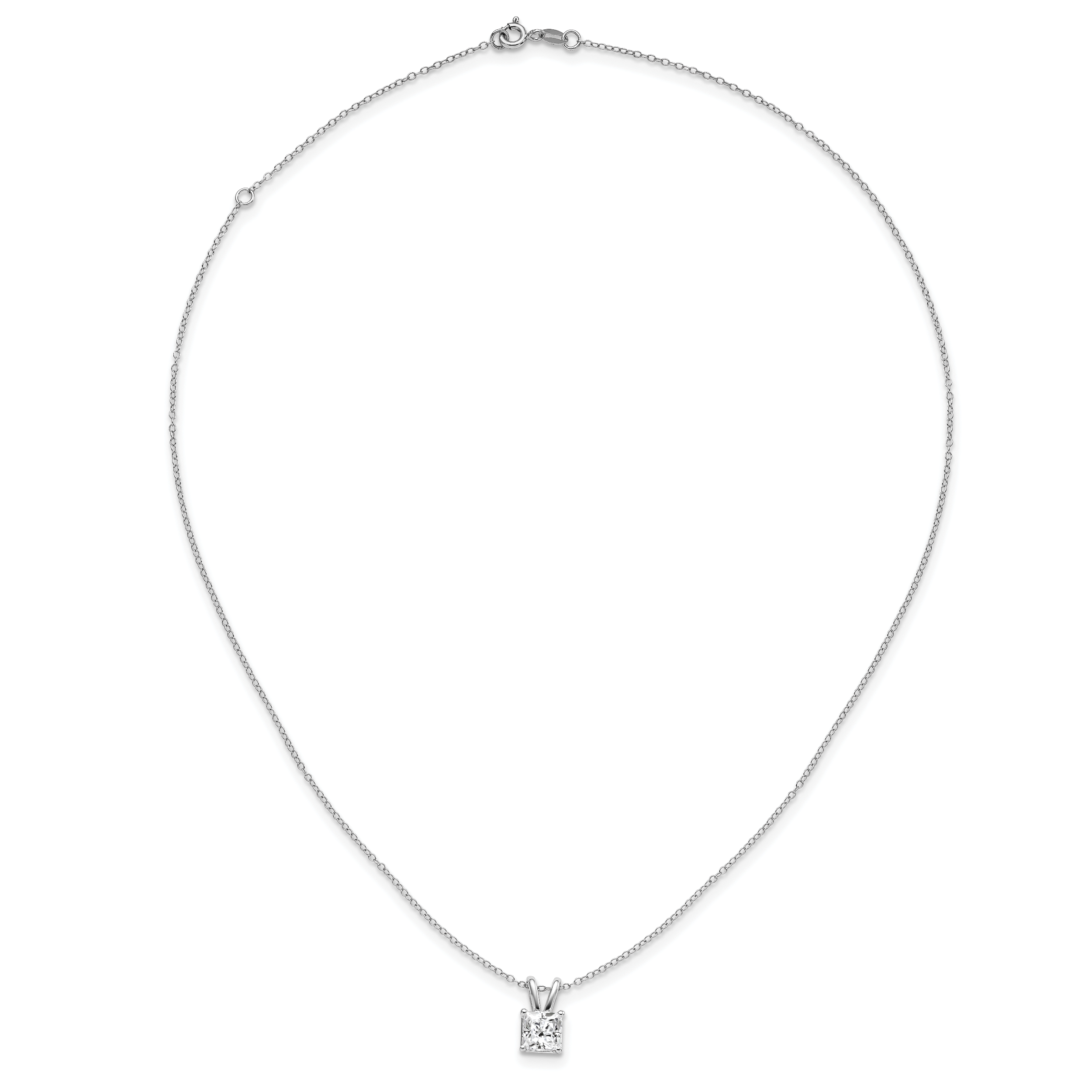 Princess-Cut CZ Solitaire Necklace in Sterling Silver Secondary image